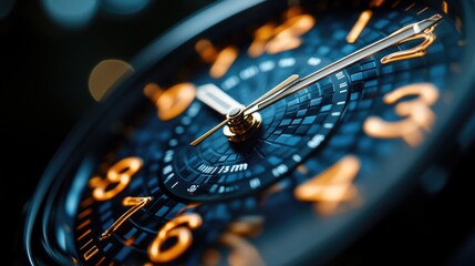 A close-up shot of a watch face featuring numeric display