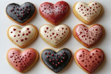 Fototapeta premium A plate of heart shaped cookies, perfect for romantic occasions or special treats