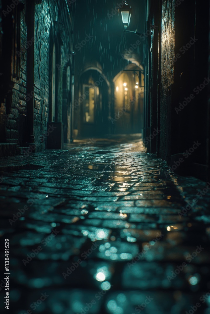 Aufkleber A dimly lit alleyway with a single source of light at the end