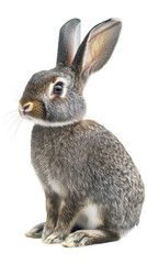 Fototapeta premium Cute brown bunny sitting and gazing attentively, on a clear background, ideal for easter or animal-related designs