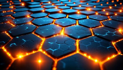 3d Hexagonal  Tech-inspired background with hexagonal patterns and glowing lines. , isolated on white background,  , copy space, copy space for text,