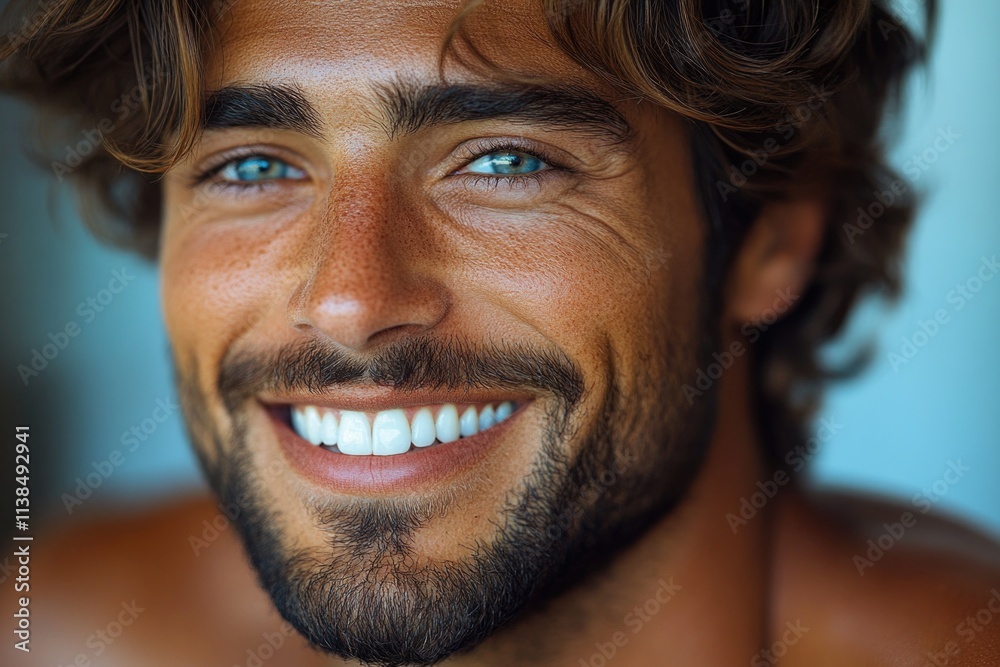 Poster portrait of a smiling man with a beard, great for personal or professional use