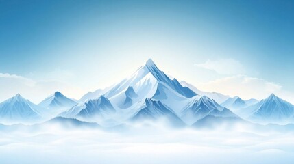 Majestic Snow-Capped Mountains Under Bright Blue Sky and Clouds