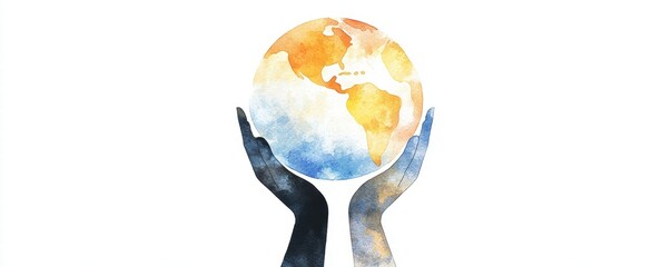 Diverse Hands Holding Globe to Represent Unity and Health Across the World