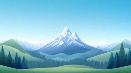 Serene Mountain Landscape with Lush Green Hills and Clear Sky