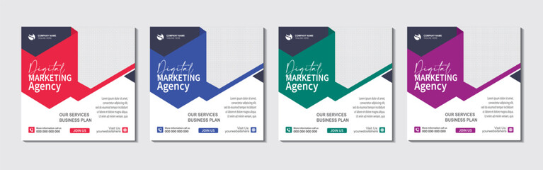 Digital marketing agency and corporate social media post or square banner template