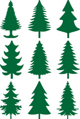 Green tree Christmas tree collections of tree svg vector cut file cricut silhouette design for t-shirt car décor sticker ect 