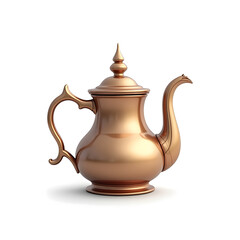 Arab coffee pot, or dallah, a symbol of welcome as coffee is always served to guests, on white background