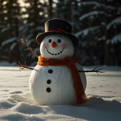 Smiling Snowmen in Winter Wonderland