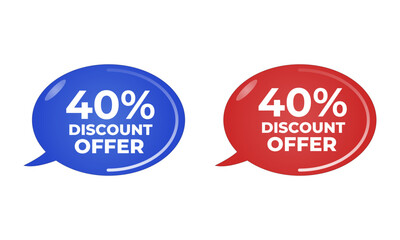 40% discount offer multicolored on white background
Frame, promotion icon, sales. discounts 3d