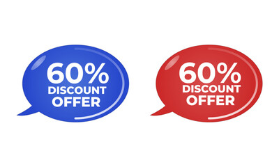 60% discount offer multicolored on white background
Frame, promotion icon, sales. discounts 3d