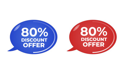 80% discount offer multicolored on white background
Frame, promotion icon, sales. discounts 3d