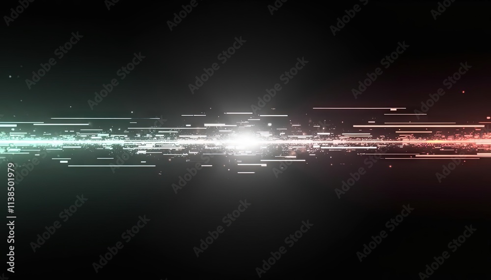 Poster abstract neon light waves and particles glowing on a dark background