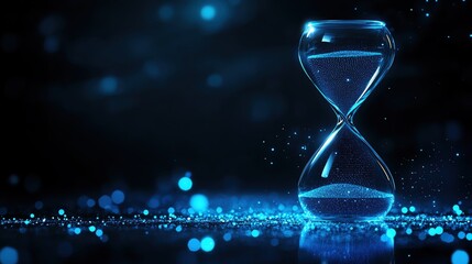 An artistic hourglass filled with water, representing the passage of time and fluidity.