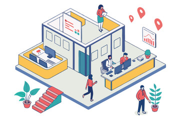 Business illustration people working in office