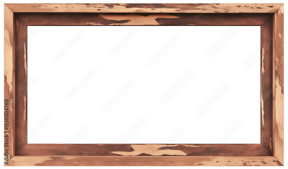 Poster rustic wood photo frame with natural finish is isolated on white background, showcasing its unique t