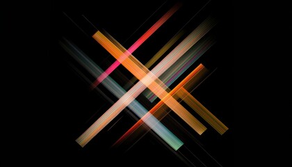 Abstract geometric lines in vibrant neon pink, orange, and green on a black background symbolizing modern digital aesthetics and futuristic design