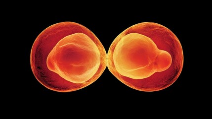 Microscopic view of mitotic cell division glowing with vibrant details symbolizing life s foundation through the beauty of cellular reproduction