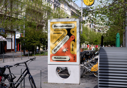 Mockup Of Vertical Customized Poster On Street