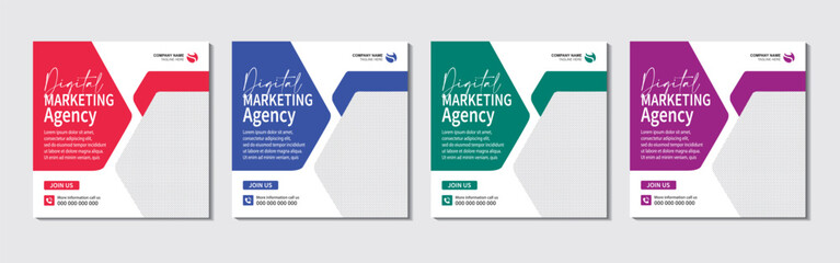 Digital marketing agency and corporate social media post or square banner template