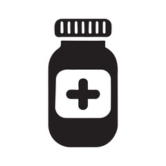 Medical Bottle Silhouette Icon Vector Illustration