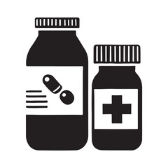 Medicine Bottles Silhouette Vector Illustration for Pharmacy Designs