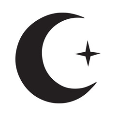 Crescent Moon and Star Silhouette A Simple Celestial Illustration