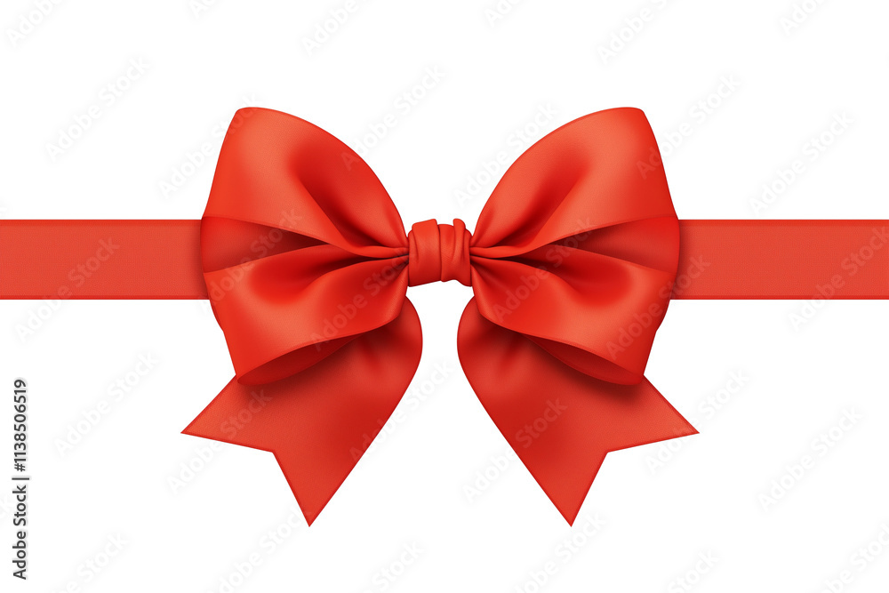 Poster vibrant red ribbon with double layer bow is elegantly tied, creating festive and celebratory atmosph