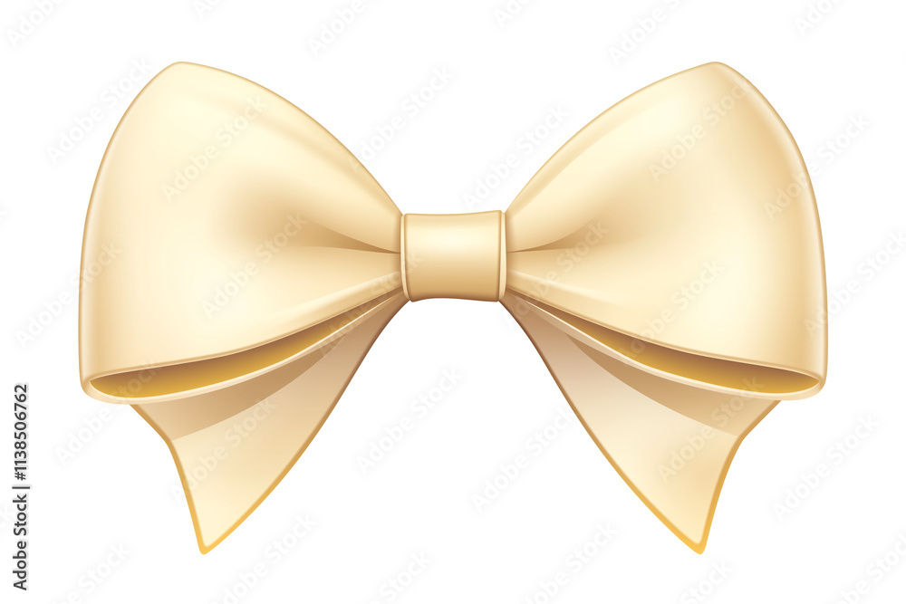 Poster cream ribbon with classic bow isolated on white background, showcasing elegance and simplicity. perf