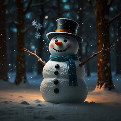 Smiling Snowmen in Winter Wonderland
