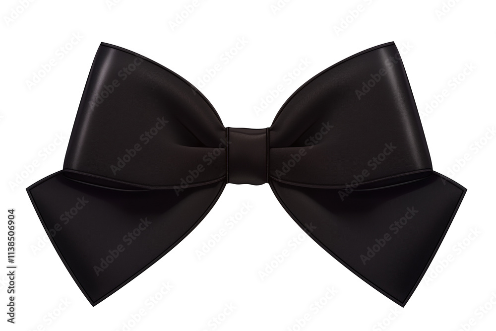 Poster sleek black bow with smooth texture is isolated on white background, showcasing its elegant design a
