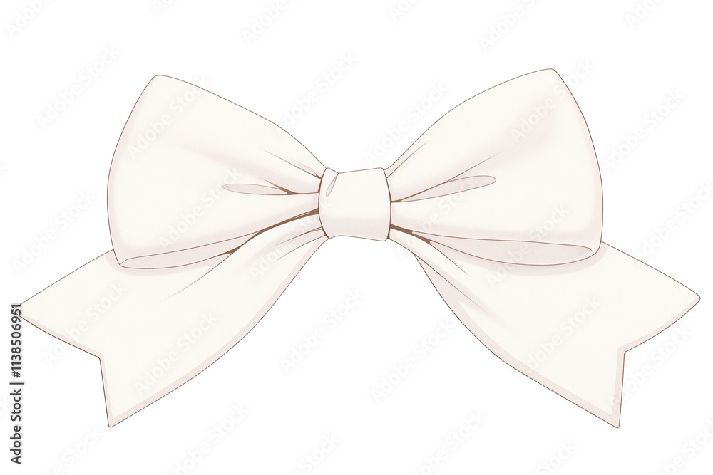 Poster elegant white ribbon bow isolated on white background, showcasing minimalist design and simplicity. 