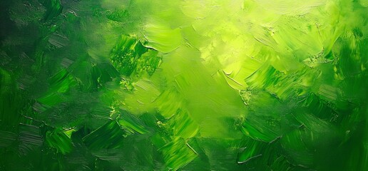 Abstract green oil painting background with texture, featuring green brush strokes and a green color palette.