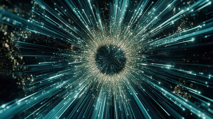 Obraz premium Abstract Cosmic Burst of Light and Energy Stellar Nebula