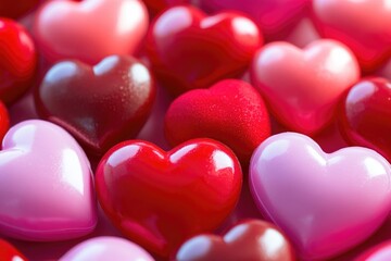 Obraz premium A collection of small red and pink hearts