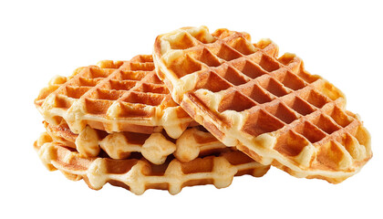 Delicious waffles forming a tasty stack on transparent background