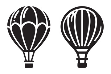 Vintage Air Balloon Silhouette Icon Black and White Vector