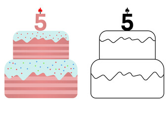 Set of icons cake with number 5
Vector cake on white background not birthday
