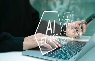 AI Ethics and Responsibility in Technology Concept. AI ethics and responsible artificial...