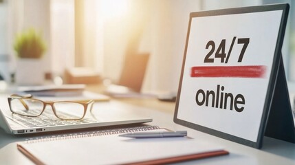 Digital Workspace with 24/7 Online Access Highlighting Modern Remote Work and Connectivity Trends