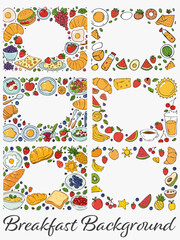 Editable Fresh and Delicious Breakfast: Morning Food Background Design with Vector and Texture Elements Illustration