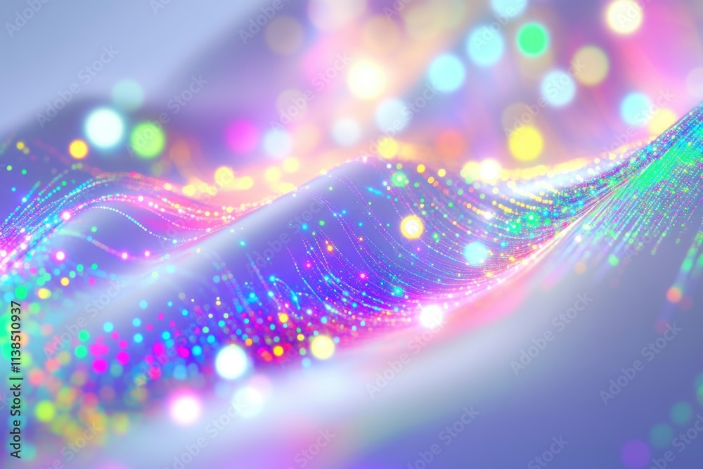 Poster abstract representation of a wave of colorful lights
