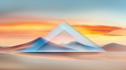 Minimalistic geometric triangle design in pastel shades blending seamlessly symbolizing balance fluidity and modern artistic appeal