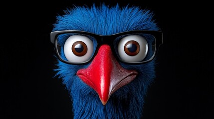 Smart Blue Bird Cartoon Character 