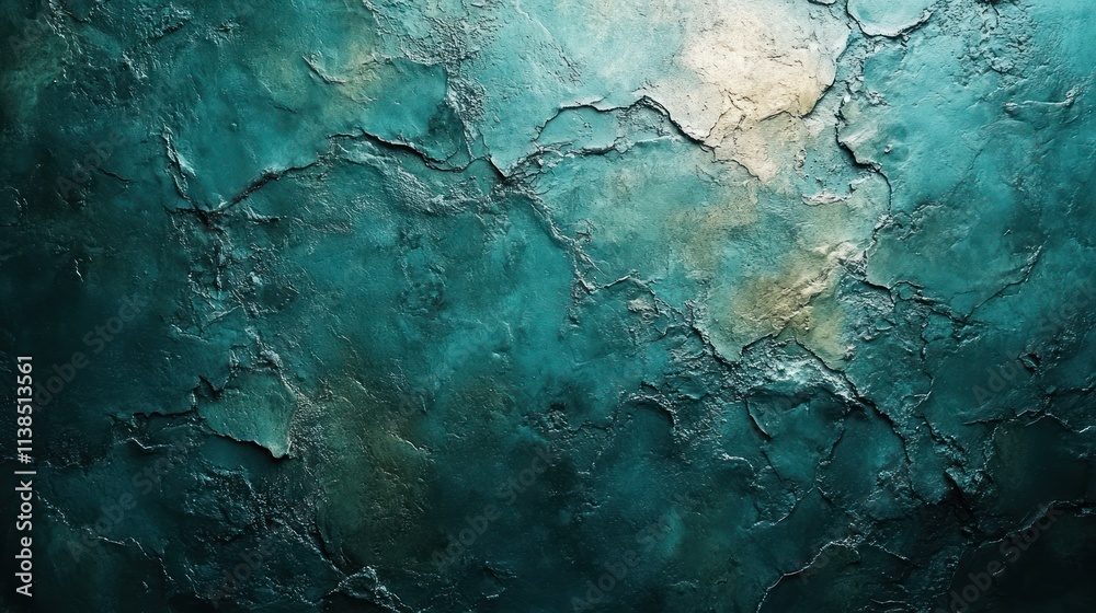 Poster Textured teal surface with abstract patterns and variations in color and depth.
