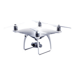 Flying Drone Captured Mid-Flight with Its Propellers in Motion, Isolated on a Transparent Background, Perfect for Technology, Aerial Photography, or Innovation-Themed Designs.