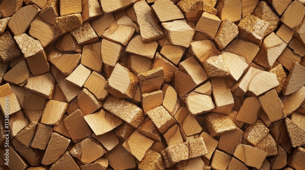 Poster a close-up shot of a stack of wooden planks, great for decorative or practical use