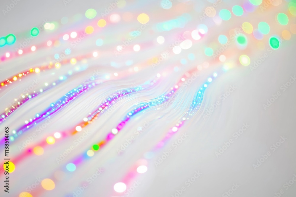 Poster a close-up view of a string of lights with individual bulbs lit up, suitable for decorative or celeb
