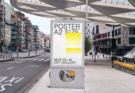Mockup Of Vertical Customized Poster On Sidewalk