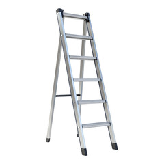 A steel ladder isolated against a transparent background, ideal for construction, industrial settings, or home maintenance.
